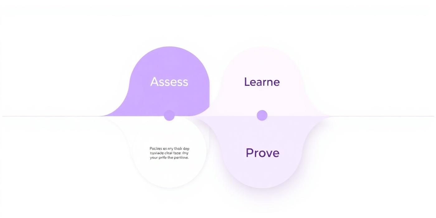 Fyra steg: Assess, Learn, Practice, Prove